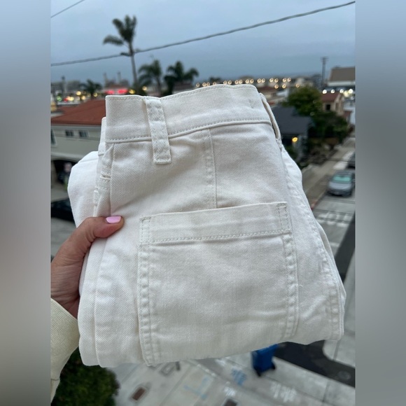 Hudson cream carpenter "Fashion Pant" denim sz 27 cargo pockets stretch mid rise - Picture 3 of 10